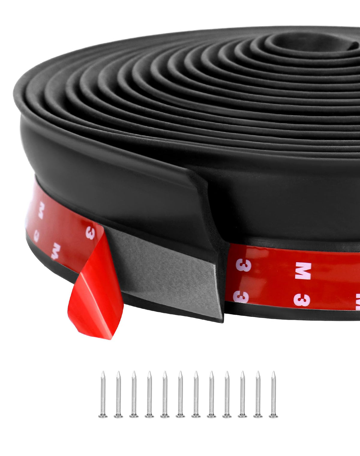 QWORK? Garage Door Seal 6m, Garage Door Rubber Seal, for Leaf, Dirt, and Weather Protection, with Nails