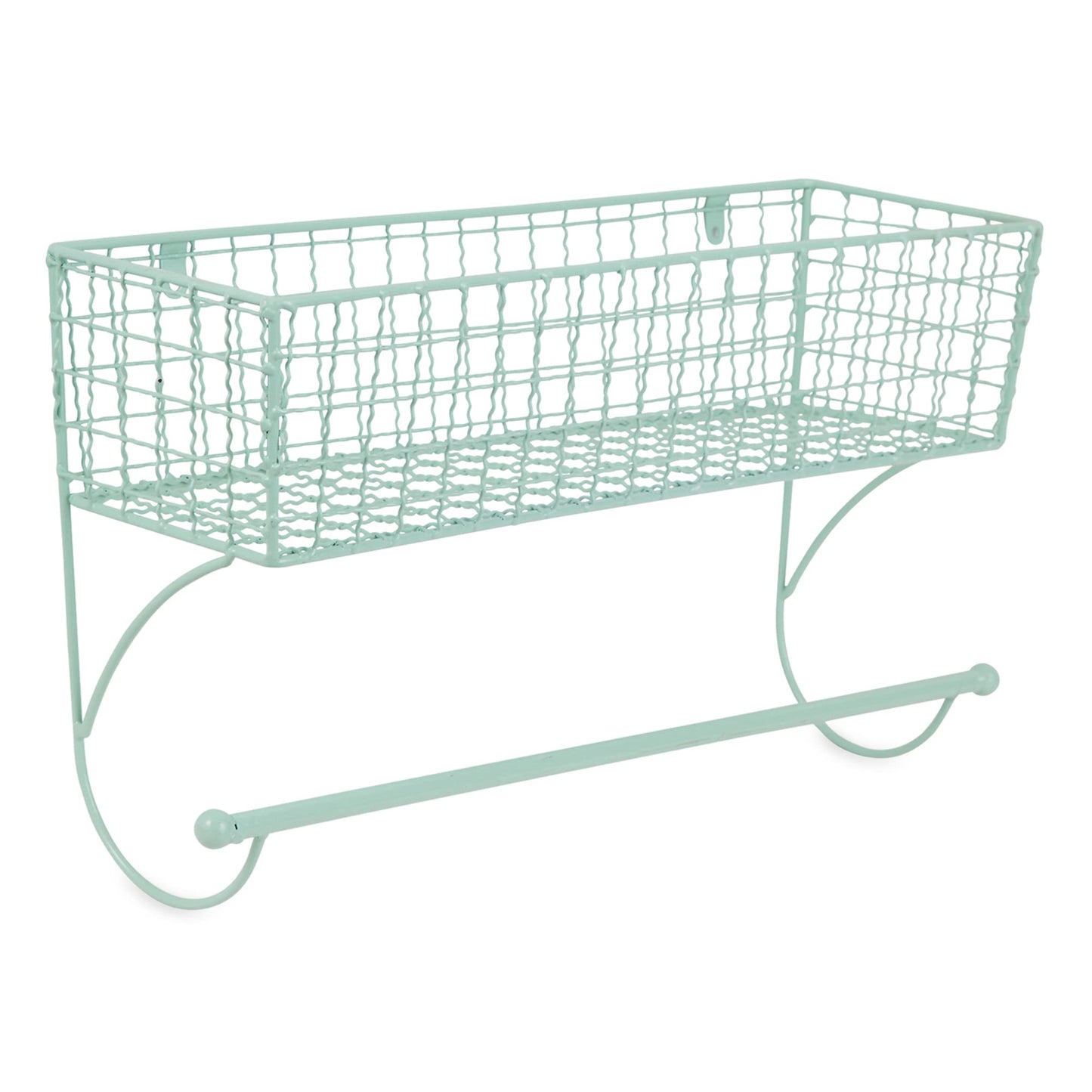 DII Rustic Farmhouse Bathroom D?cor, Metal Storage, Large Towel Bar, Aqua