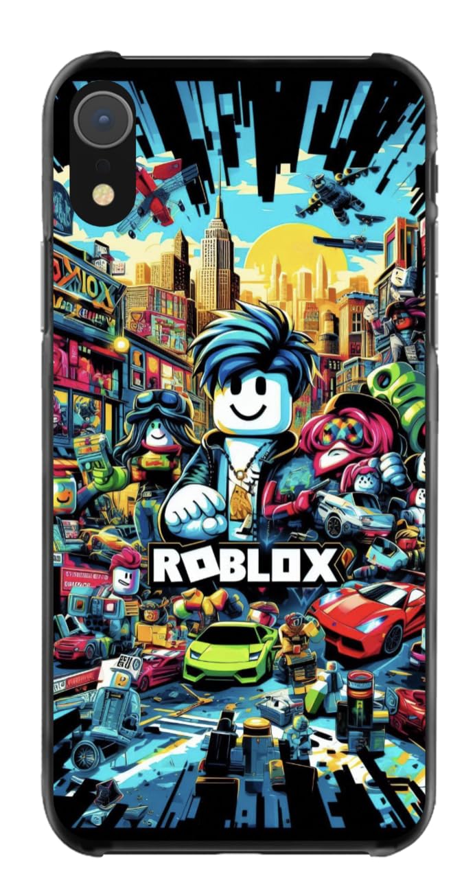 EZB Fun Gaming Theme Ro-blox iPhone Compatible Phone Case | Flexible Shock Absorbent Edges Colourful unique Pop Art Phone Cover | Ro-blox Theme