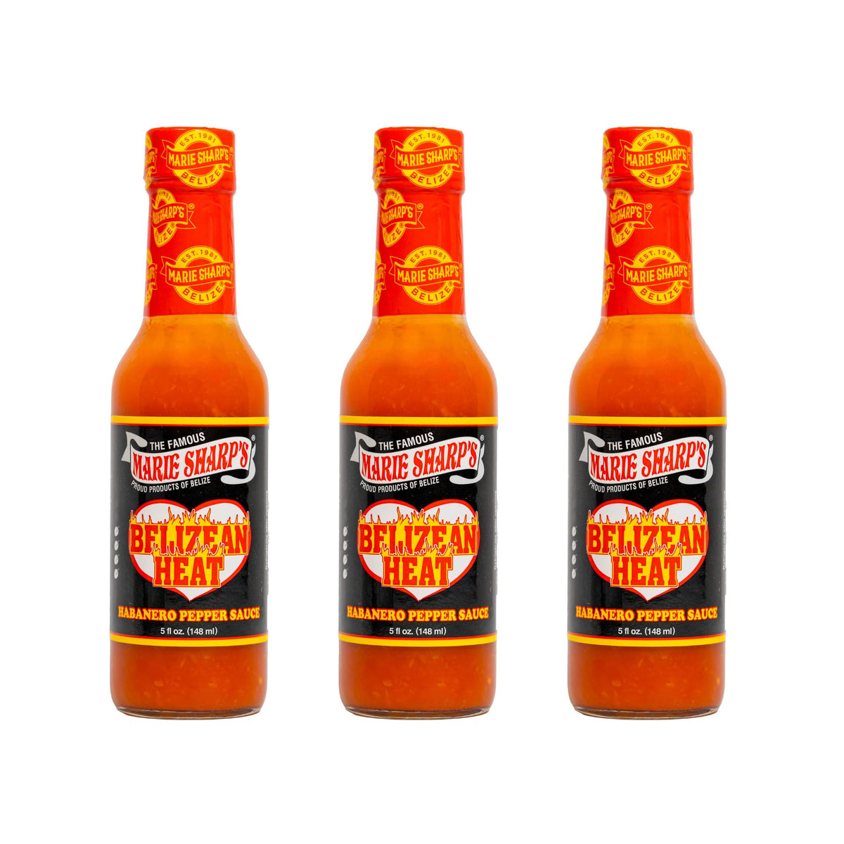 Marie Sharp's Belizean Heat Habanero Pepper Hot Sauce, Bottle, 5 fl oz (Pack of 3) by N/A