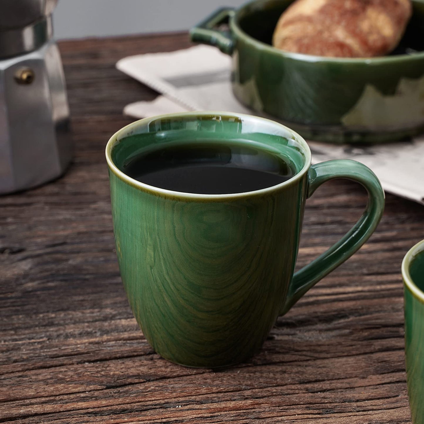 vicrays Porcelain Tea Mug Set of 4, 350 ml, Stoneware Coffee Mug for Men, Women, Unique Glazed Mugs with Handle for Coffee, Tea, Milk, Cocoa,