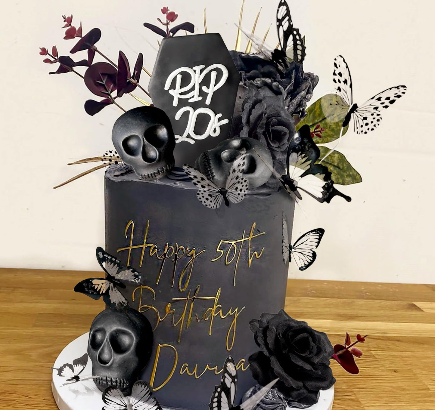 JeVenis 20 PCS Rip to my 20s Cake Topper Gothic Birthday Cake Decoration Death to my 20s Birthday Decoration