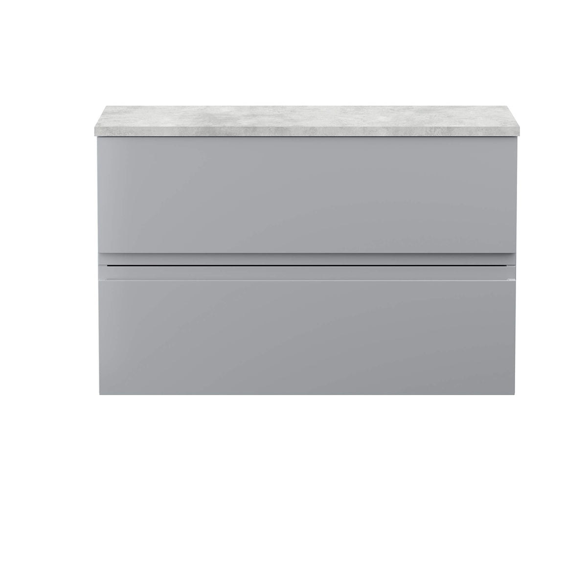 Hudson Reed URB206LBG Urban | Modern Bathroom Wall Hung Vanity Unit with 2 Soft Close Drawers Worktop, 800mm, Satin Grey