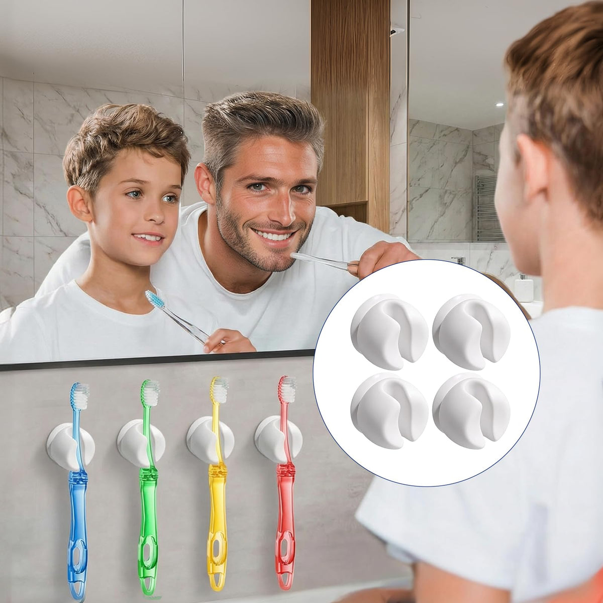 4PCS Suction Toothbrush Holder, Toothbrush Holder Wall Mounted with Suction Cup, Toothbrush Wall Holder for Sink