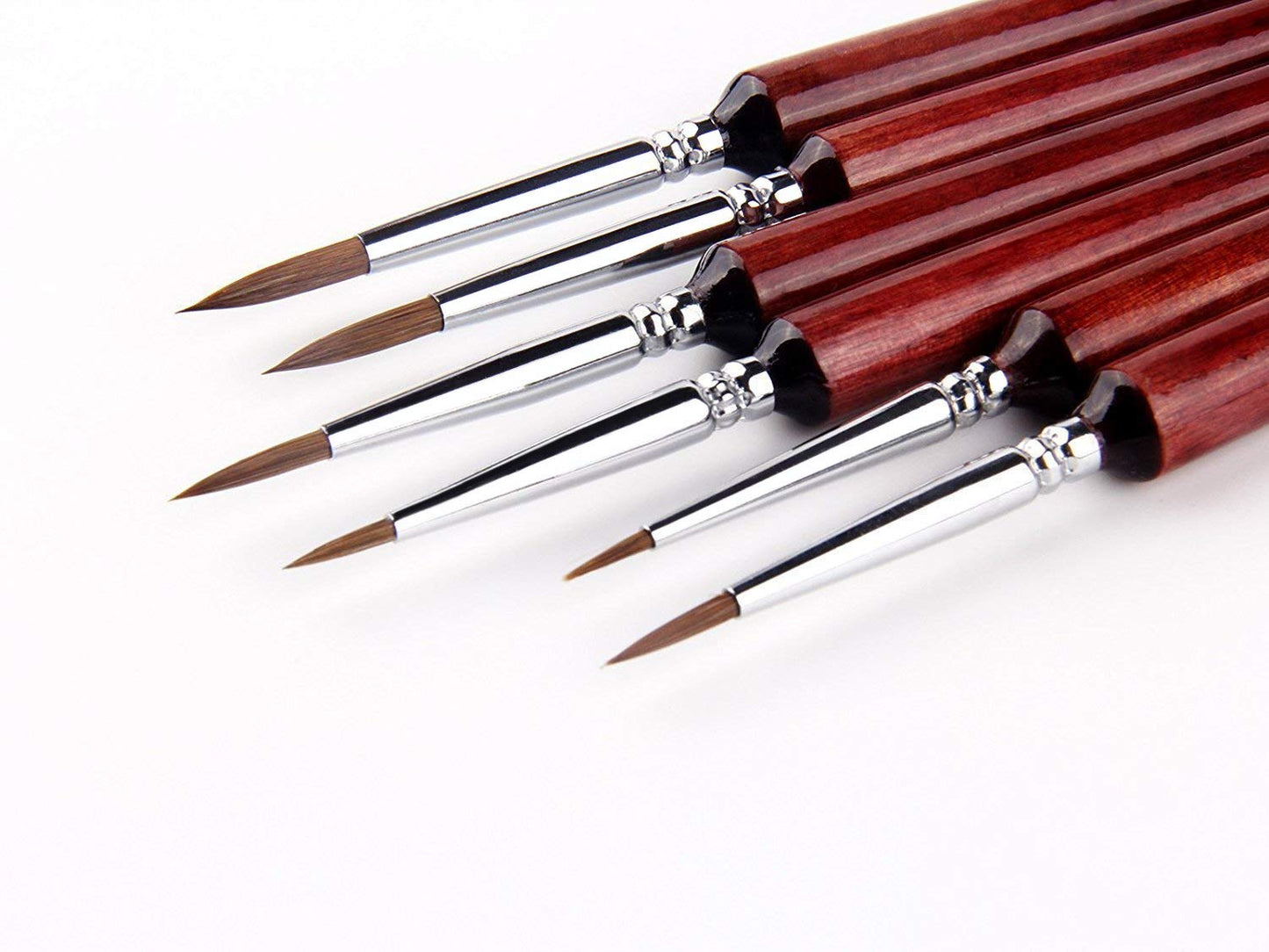 Professional Sable Hair Detail Paint Brush Set - 6 Miniature Art Brushes for Fine Detailing & Art Painting - Acrylic, Watercolor, Oil - Miniatures,