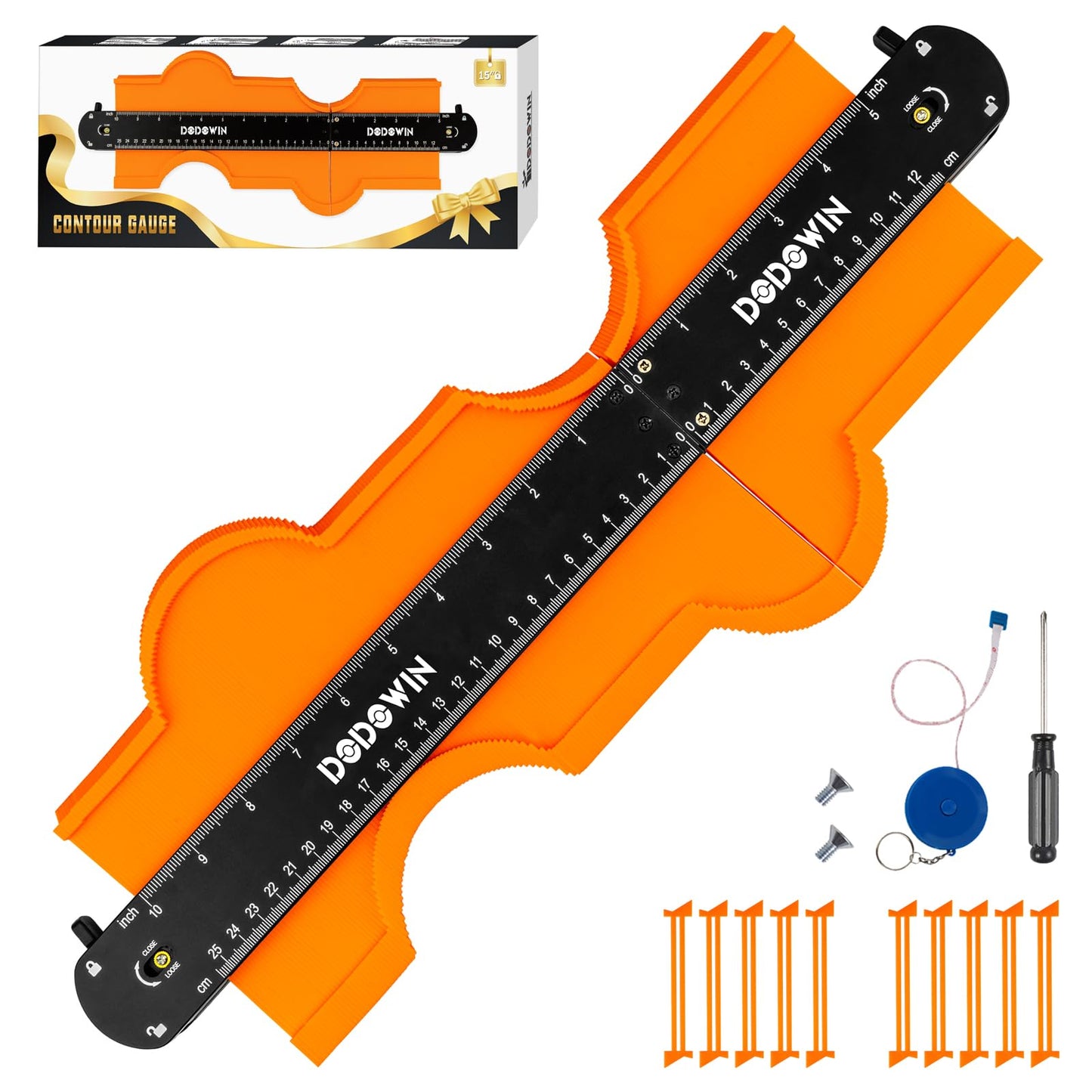 DODOWIN Connectable Contour Gauge Profile Tools 3 Size, Laminate Floor Shape Measuring Tools, Profile Gauge Tools, Mens Dad Grandad Gifts for