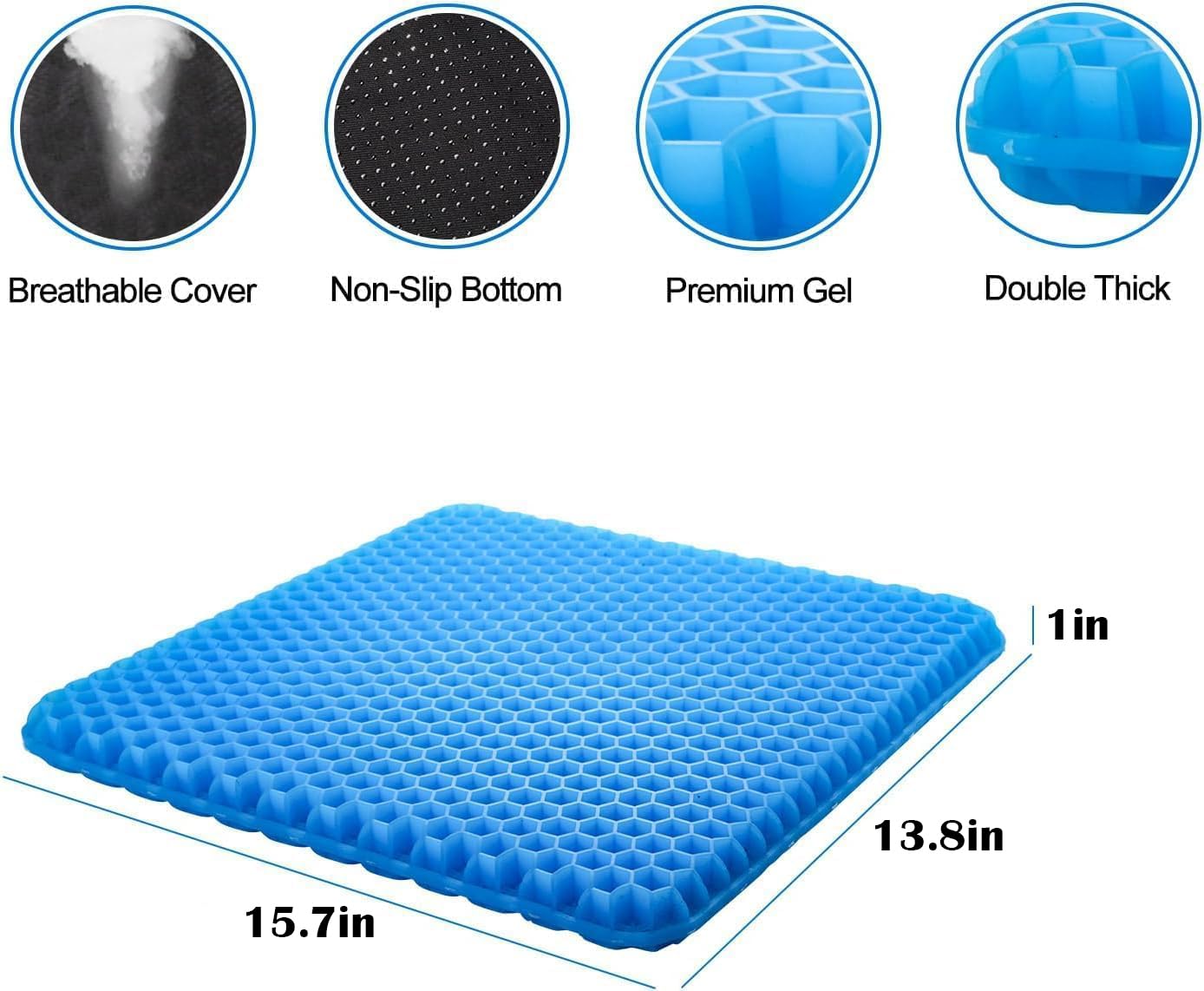 Winuoyang Soft Sitter Cushion, Gel Seat Cushion Breathable Honeycomb Gel Cushion Cooling Design for Office Chairs, Cars, Wheelchairs