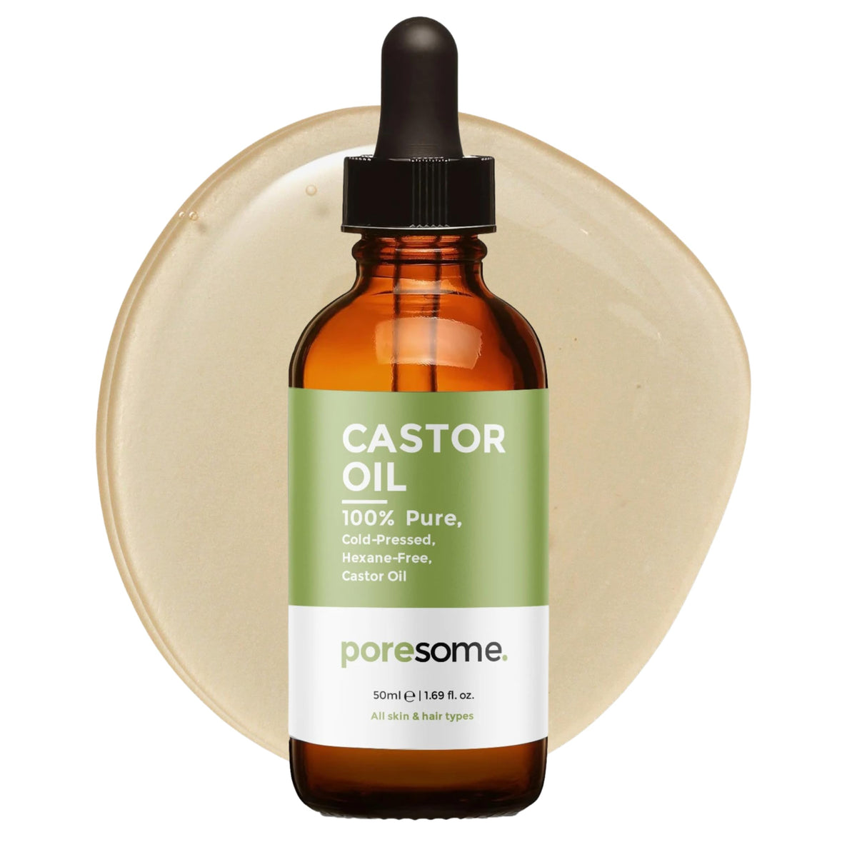 Poresome Castor Oil for Hair Growth, Face, Skin, Body & Massage Carrier Oil - Cold Pressed, 100% Pure, Hexane Free - Vegan, Cruelty & Fragrance Free -