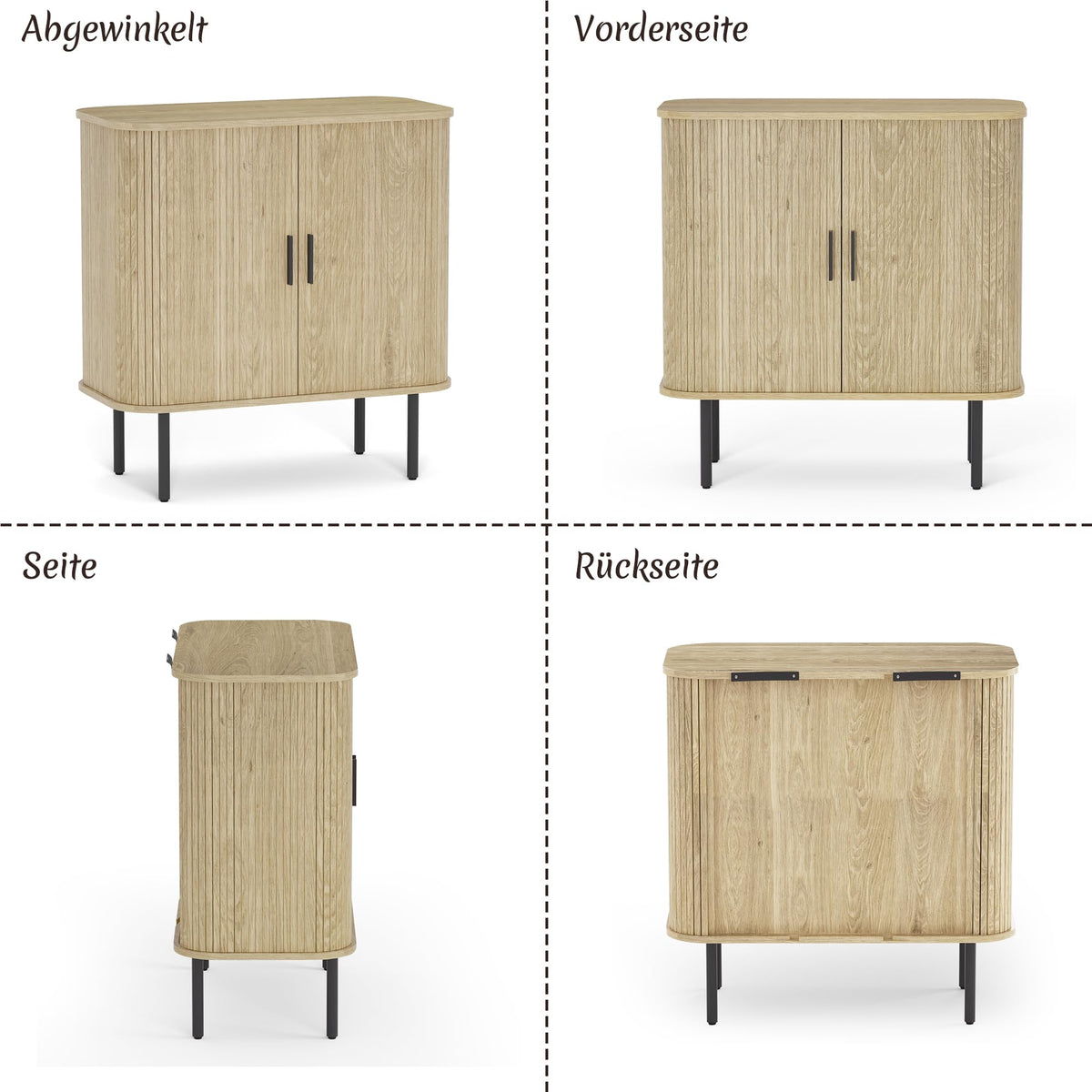 BonVache Sideboard, Buffet Storage Cabinet for Living Room, Kitchen Cupboard with Tambour Sliding Door