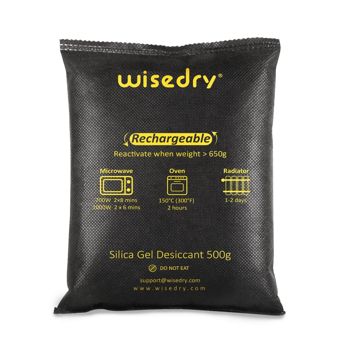 wisedry Silica Gel Packets Car Dehumidifier Bag Reusable, 1kg 2 x 500 Gram Microwave Fast Reactivated Desiccant Sachets Eliminates Foggy Damp