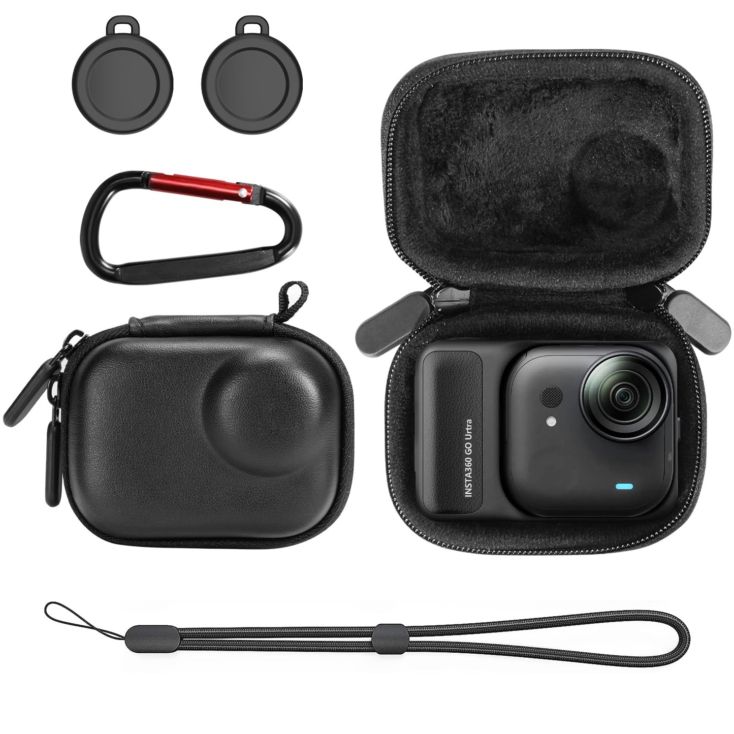 AMAZEAR Carry Case for Insta360 Go Ultra Accessories, Insta 360 Go-Ultra Portable and Compact Travel Bag Hard Leather Case with Soft Inner for
