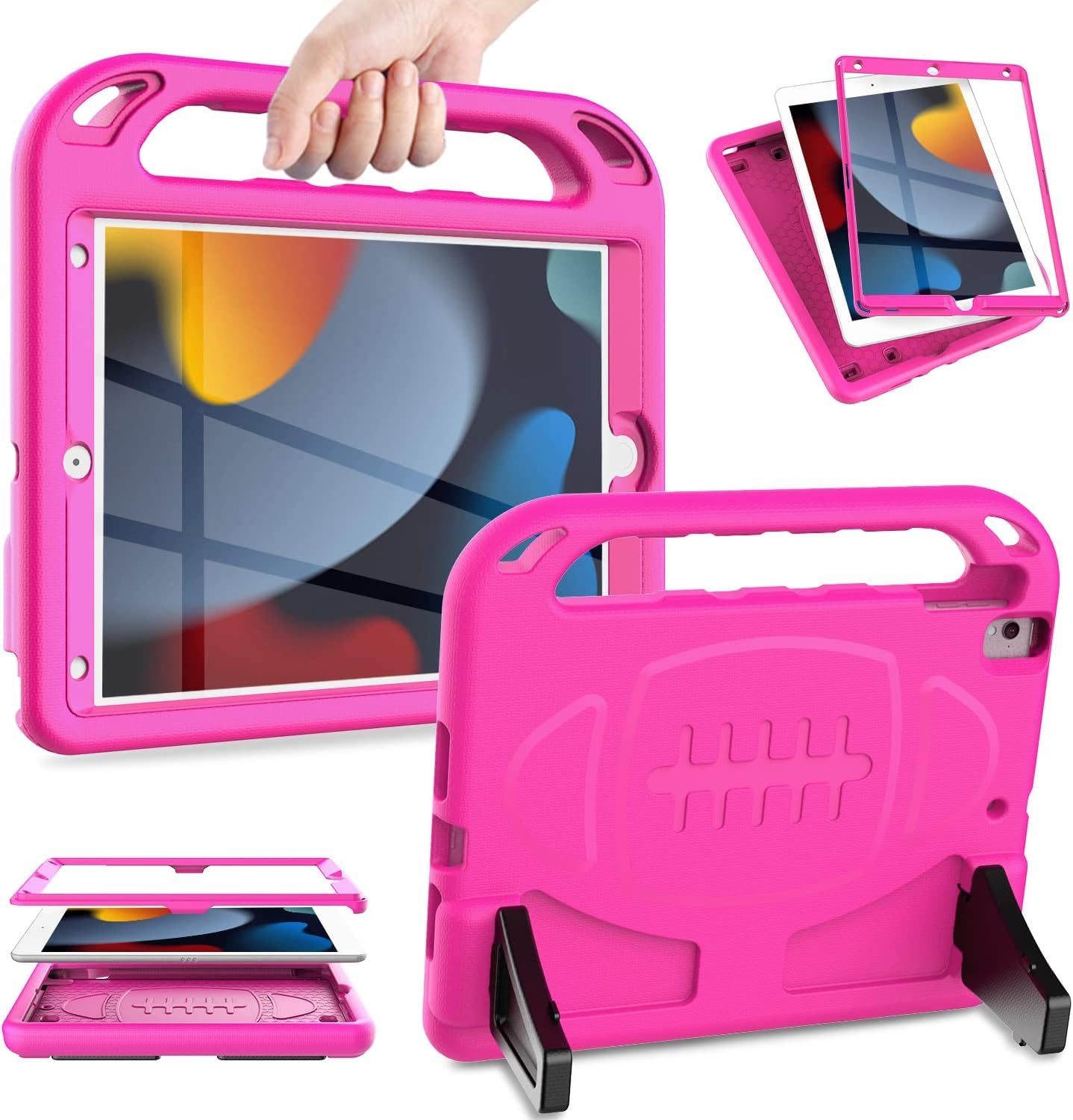 SINSO Kids Case for ipad 9th Generation 2021/ iPad 8th Generation 2020/ iPad 7th Generation 2019 10.2 inch ipad Cover Built-in Screen Protector,