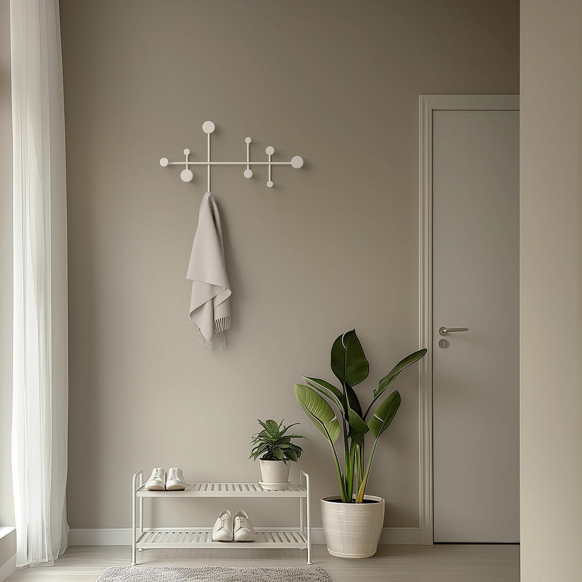 Kazai. 'Sval' Wall Wardrobe | Minimalist Coat Hook Design from Berlin | Modern Metal Wall-Mounted Coat Rack/Hooks | White