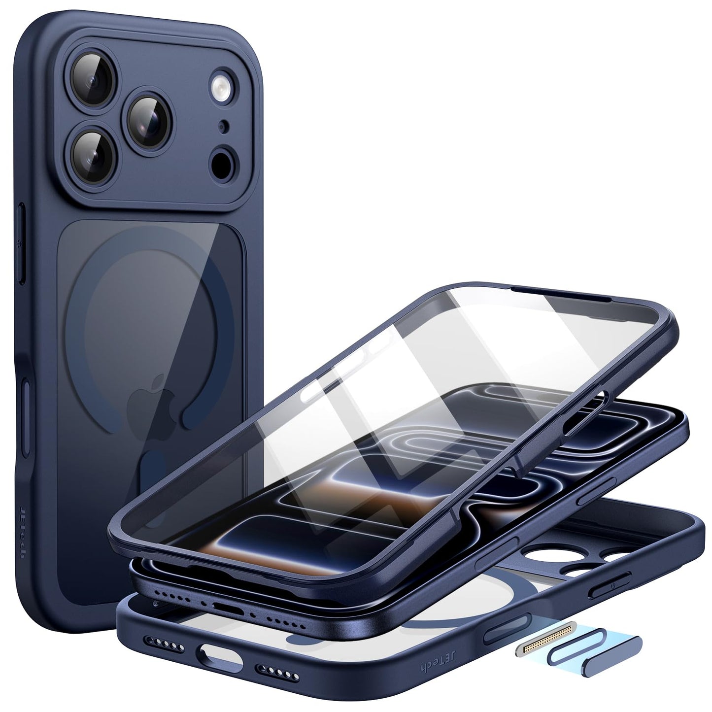 JETech Case for iPhone 17 Pro 6.3-Inch with Built-in Tempered Glass Screen Protector and Camera Control Button, Compatible with MagSafe, 360 Degree