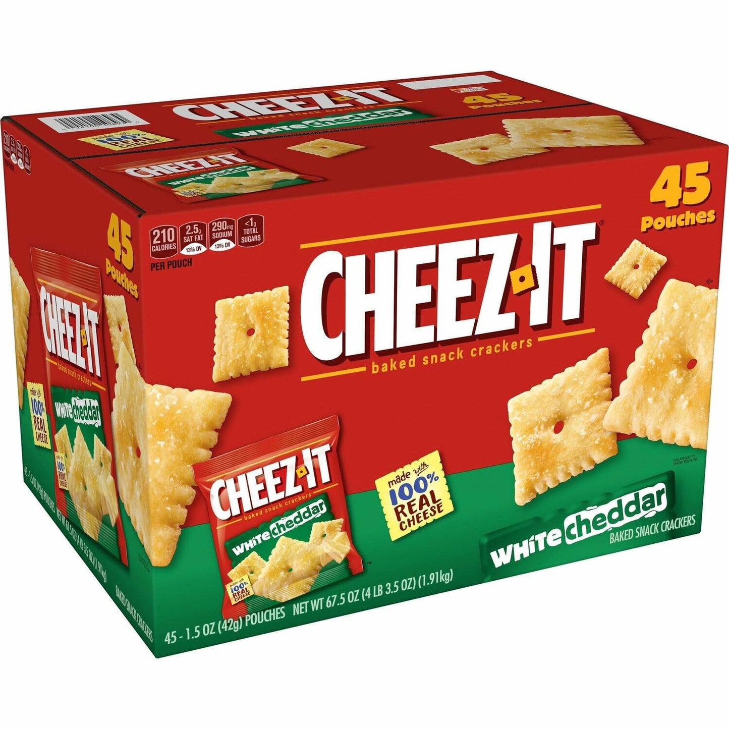 Cheez-It White Cheddar Baked Snack Crackers Single Serve (45 Count)
