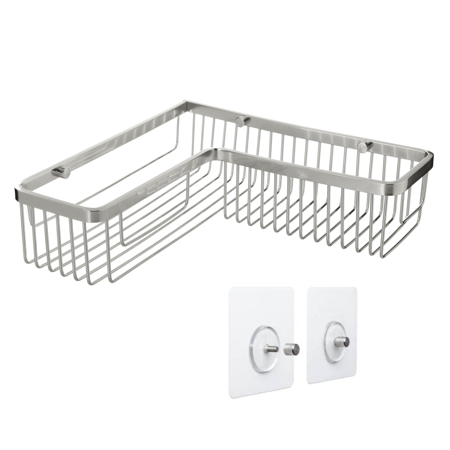 TATAY Shower Shelf No Drill Rectangular Corner | Includes Mounting System (Quick Fix) | Holds up to 5 kg | 100% Stainless Aluminium | Shower Organiser