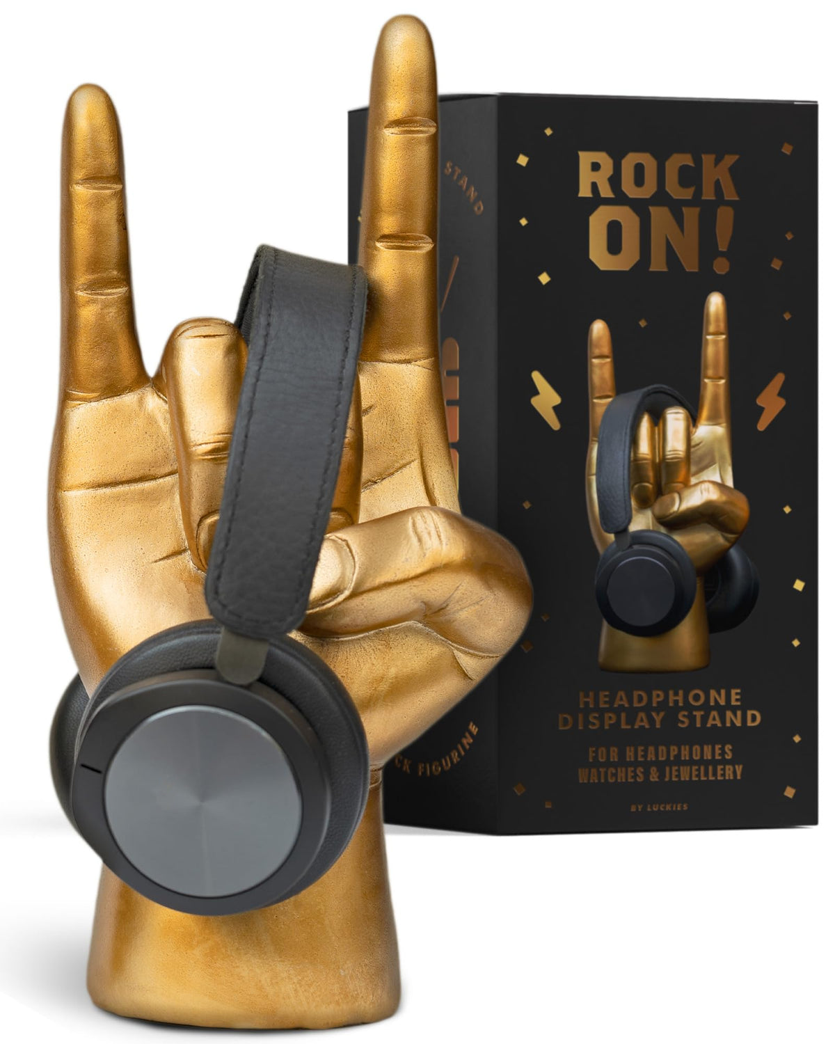 Luckies Headphone Stand | Headphone Holder | Rock On Hand | Headset Stand | Mens Jewellery Holder | Mens Desk Accessories | Controller Holders |