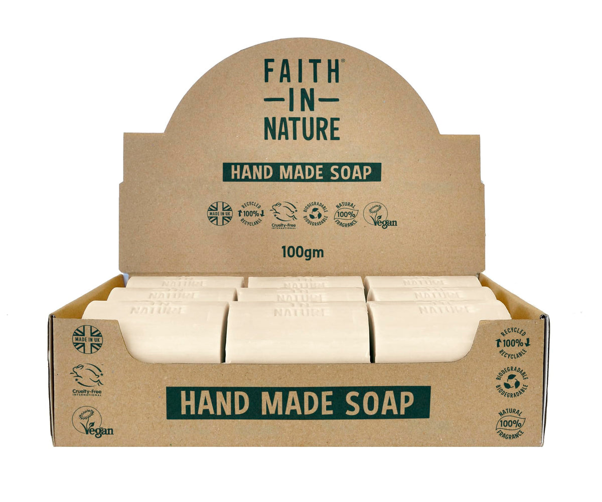 Faith In Nature Natural Lavender Hand Soap Bar Box Set, Relaxing, Vegan & Cruelty Free, No SLS or Parabens, 18 x 100g