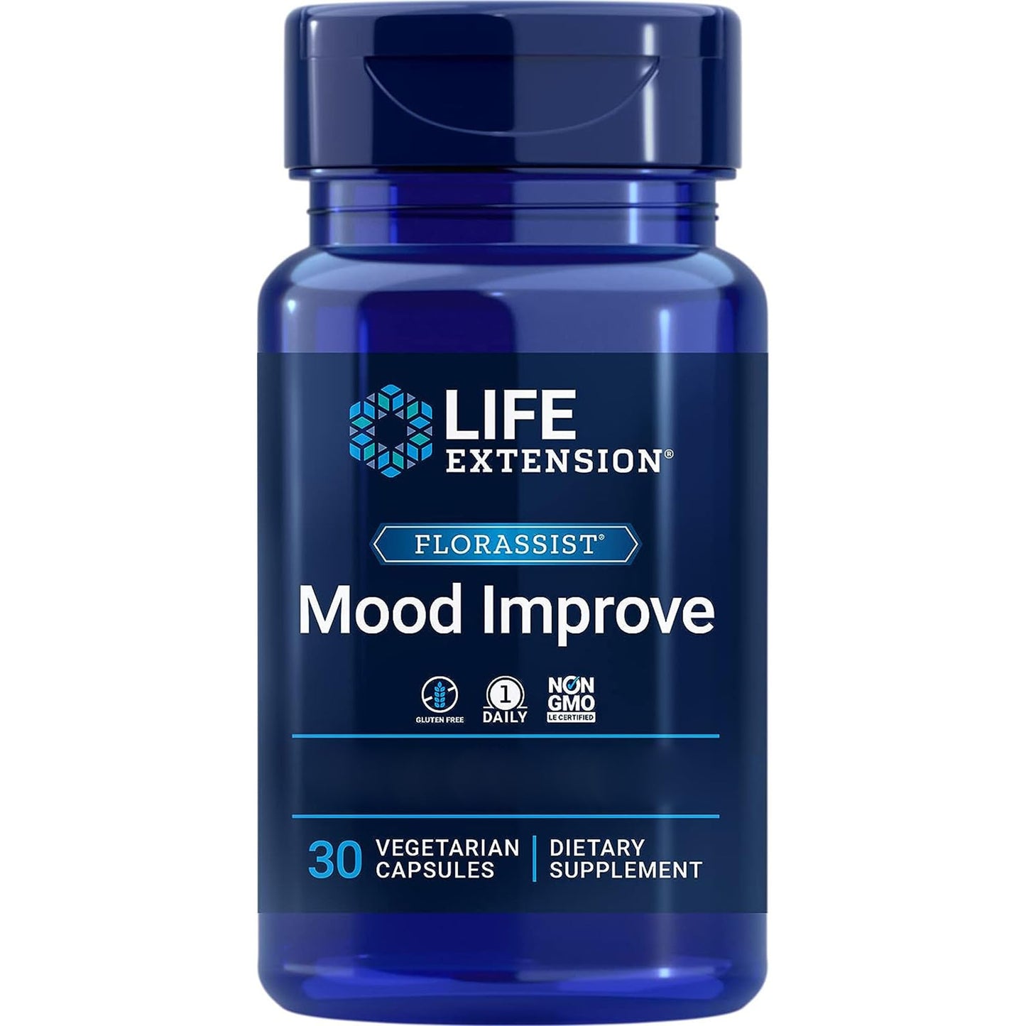 Life Extension Florassist Mood Improve, with Bacterial Cultures and Saffron, 30 Capsules, Gluten Free, Vegetarian, Soy Free, Non-GMO