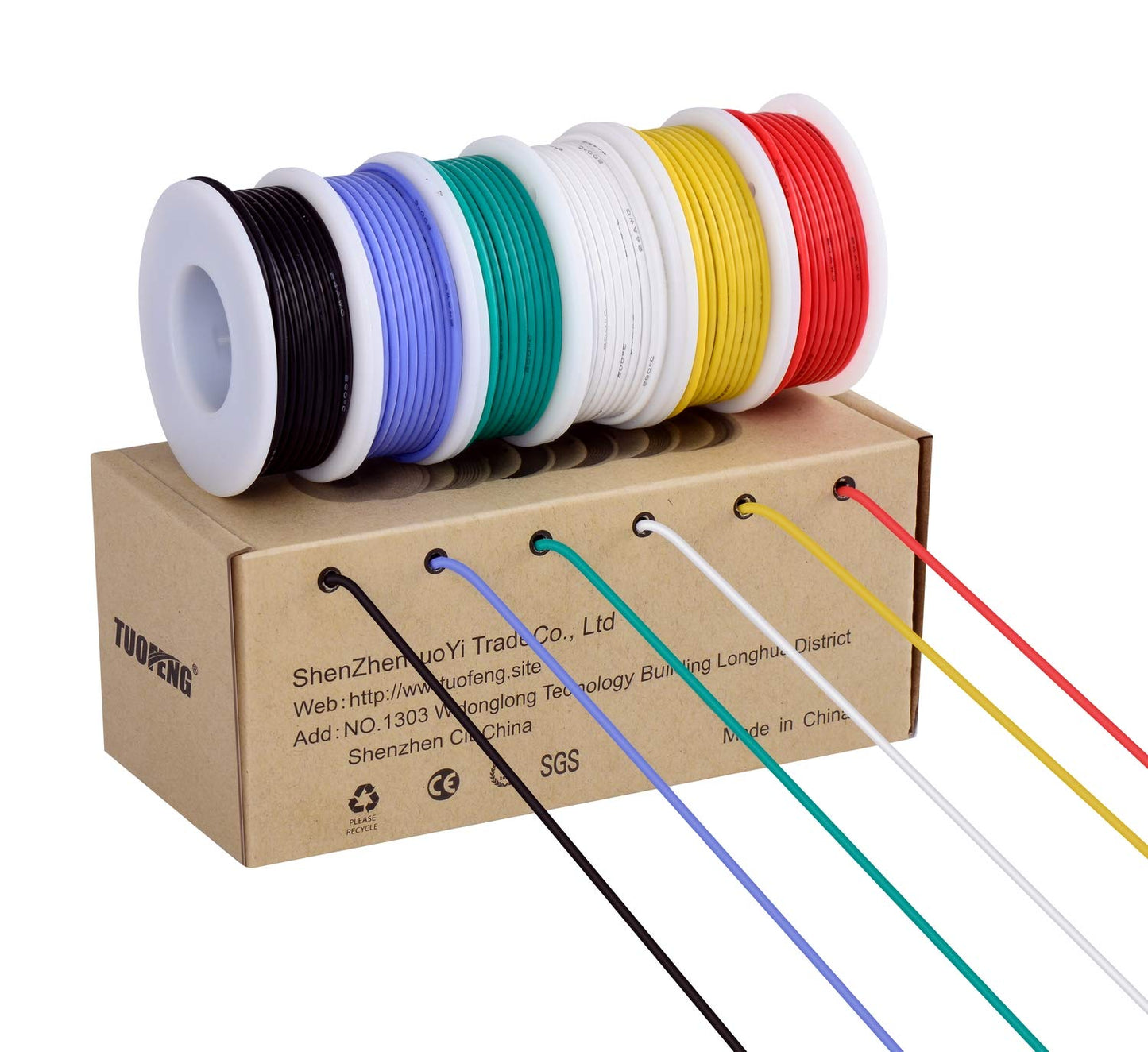TUOFENG 18AWG Electrical Wire, Hook up Wire Kit 0.82mm? Flexible Silicone Wires (6 Different Colored 4 Meter spools) 600V Stranded Wires for