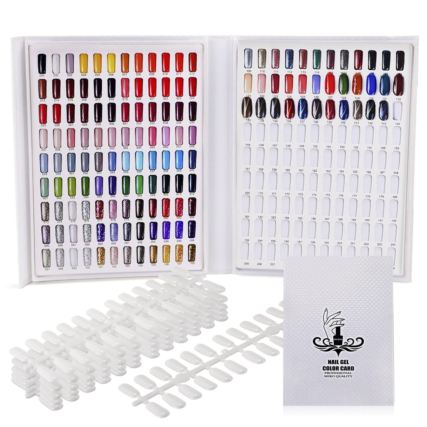 Noverlife 216 Nail Art Display Stand, Nail Gel Card Colours, Nail Polish Colour Card with 216 False Nail Tips, Salon Nail Colour Pattern, Nail