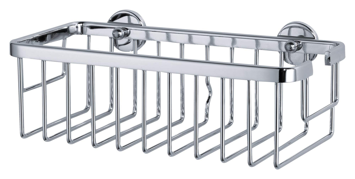 tesa Aluxx Shower Caddy - Self-adhesive, High-Gloss Chromed Aluminum Shower Basket Organizer - With tesa Power.Kit Adhesive Mounting Technology - 92