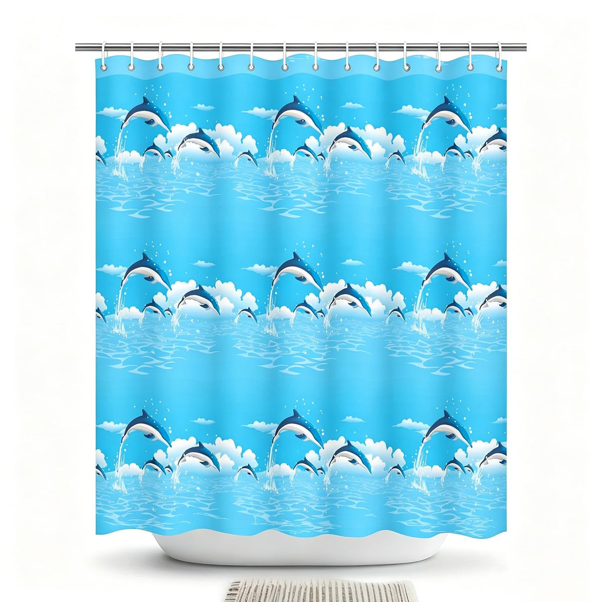 HUANYO Shower Curtain Mould Proof Resistant, 180 x 200cm Waterproof Bathroom Bathtub Curtain with 14 Hooks, One Piece per Set for Bath