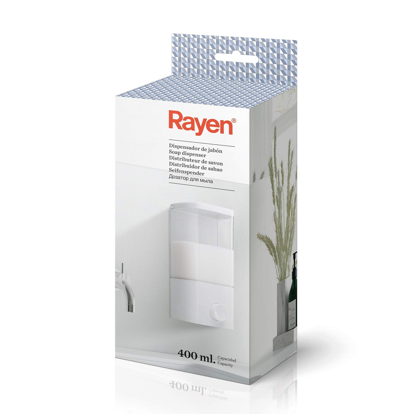 Rayen Soap Dispenser, White, Measures: 9 x 8 x 18.8 cm, Silicone, 1 compartimento