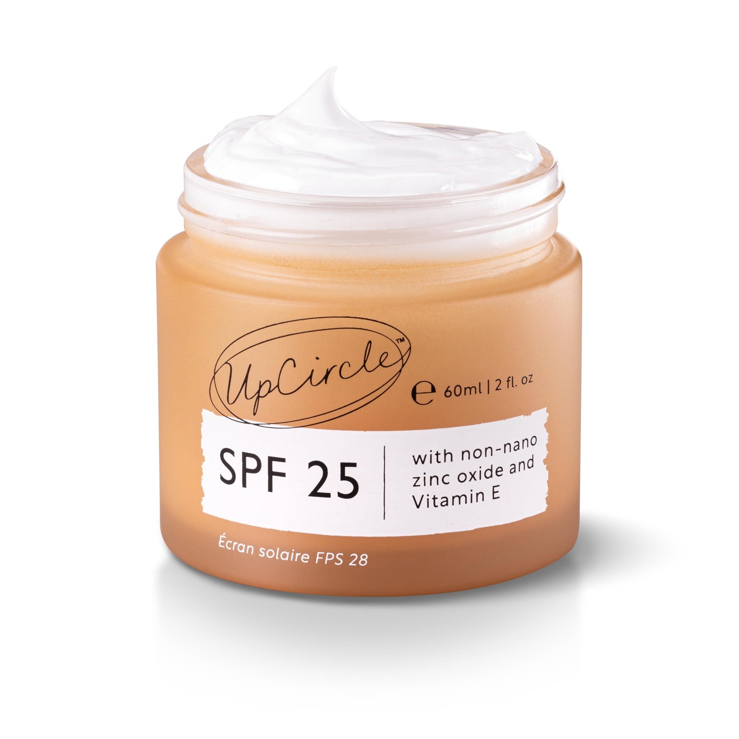 UpCircle SPF 25 Mineral Sunscreen 60ml -Reef-Safe,Non-Nano Zinc Oxide and Lightweight-Raspberry Seed Oil Defends Against Free Radicals + Glycerin To