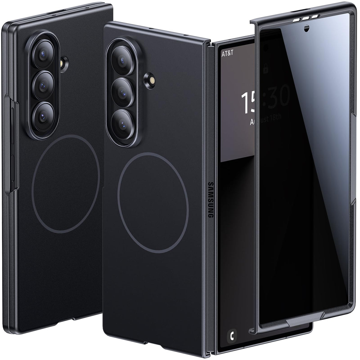 Lanhiem for Samsung Galaxy Z Fold 7 Case Compatible with MagSafe, Privacy Screen Protection, Slim & Rugged, Full Body Hard Cover, Daily Drop