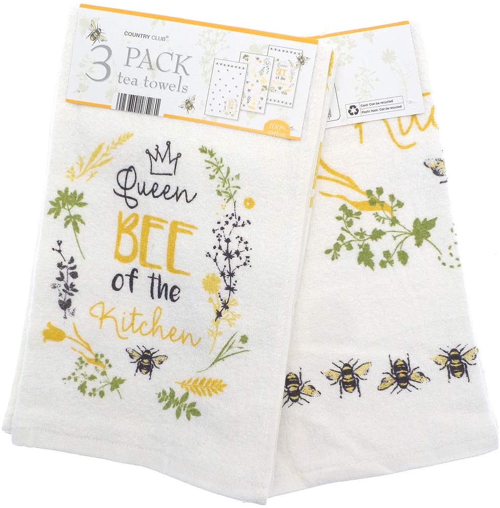 queen bee Design Tea Towel 3pk