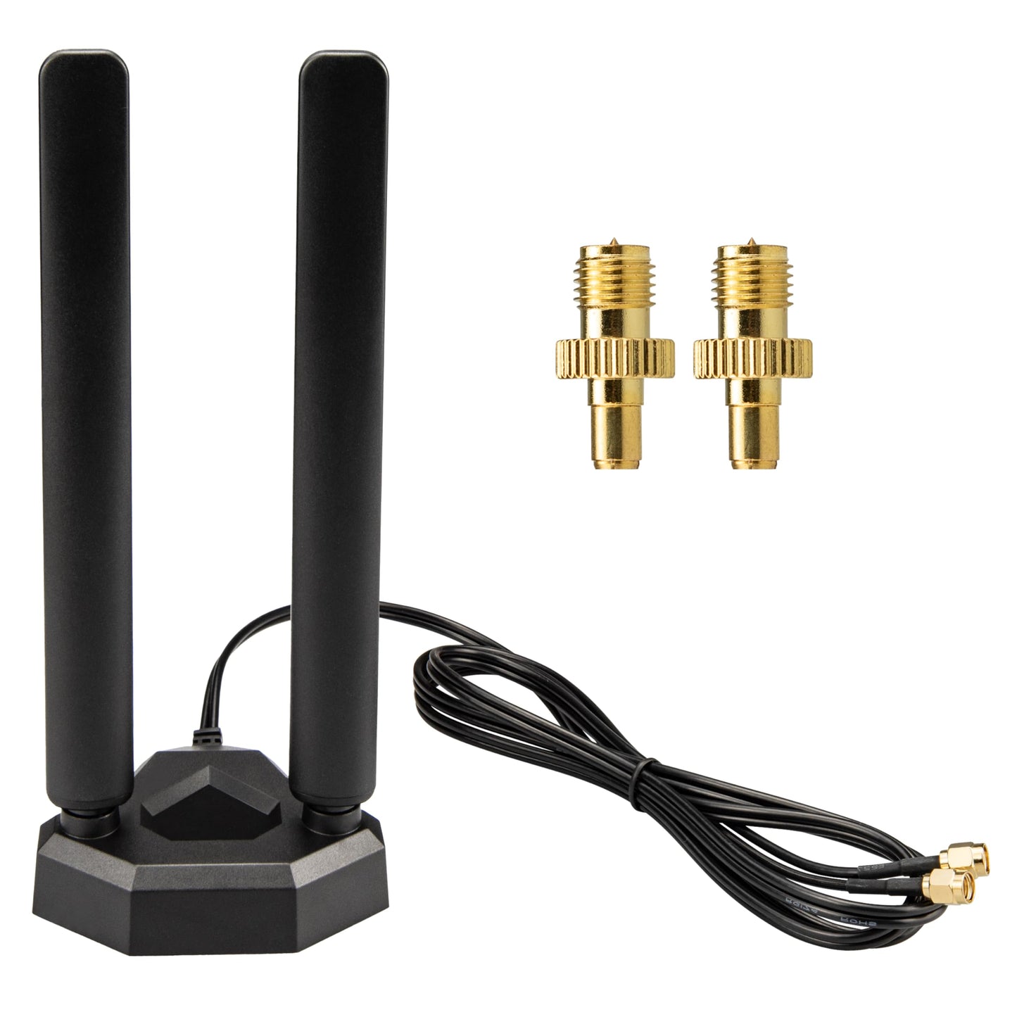 BOOBRIE WiFi 6E Antenna Kit 2.4GHz 5.8GHz 6GHz RP-SMA Male Magnetic Base WiFi SUB 6 Network TS9 Antenna Aerial and RP-SMA Female to TS9 Male Adapter
