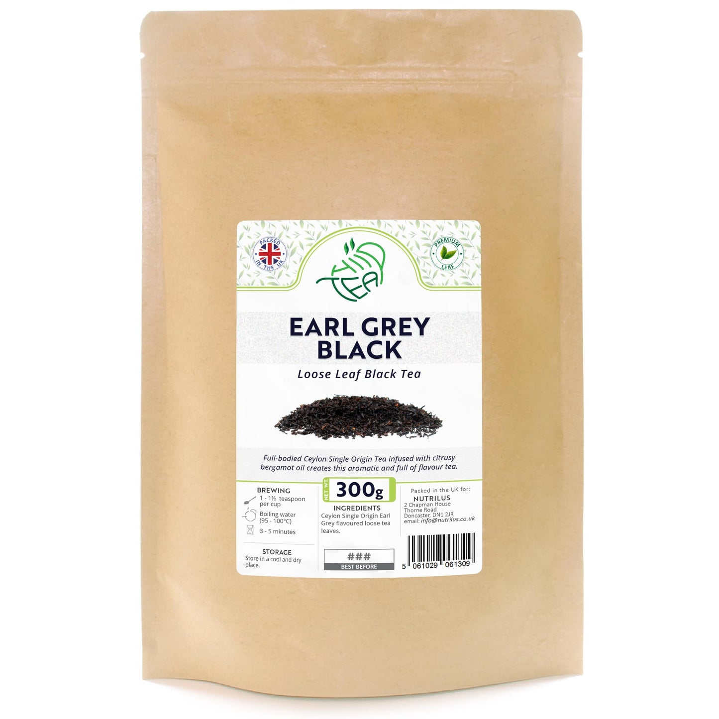 Earl Grey Loose Leaf Tea ? Premium Ceylon Black Tea Infused With Bergamot Oil (300g)