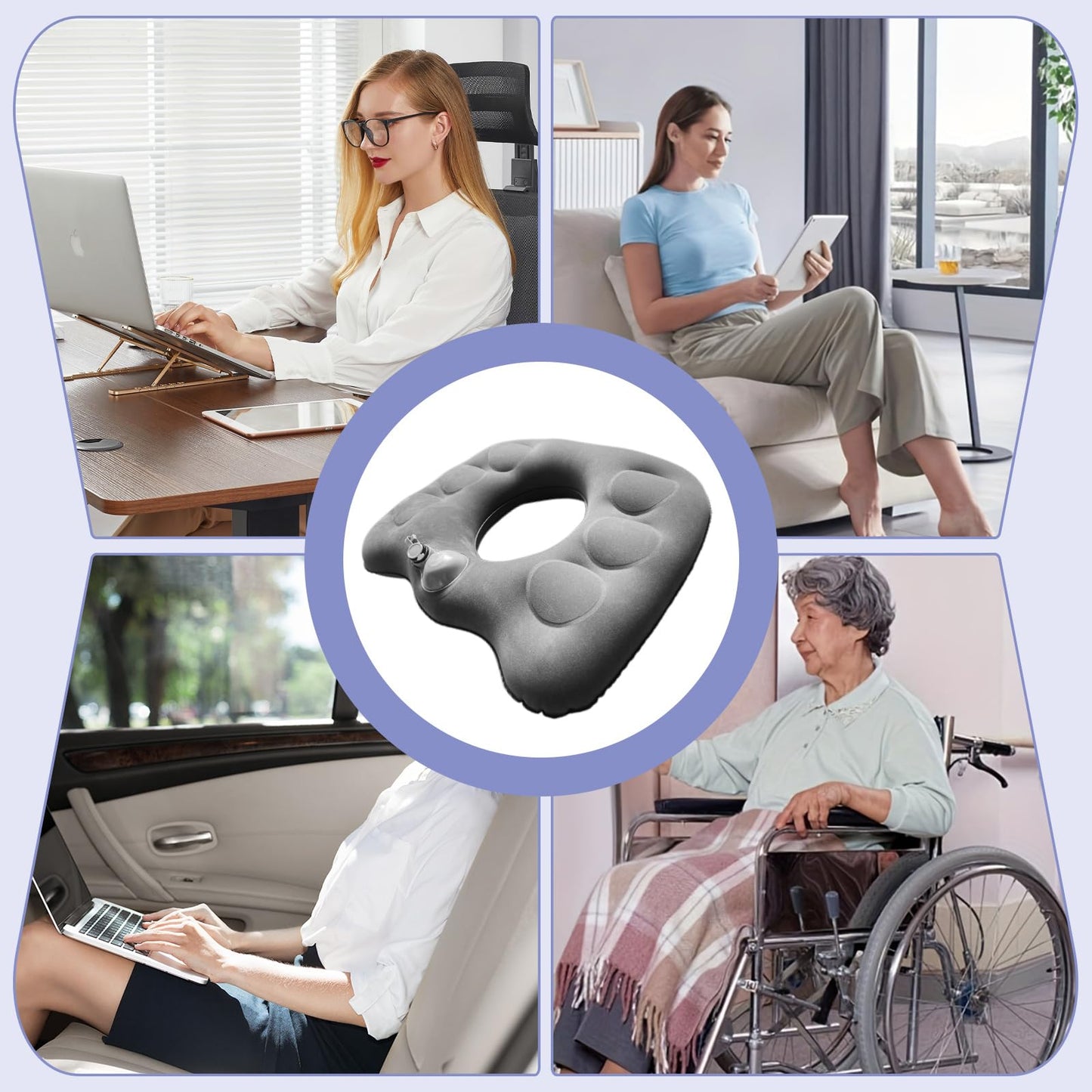 Inflatable Donut Hemorrhoid Seat Cushion - 1 Pack Inflatable Cushions To Sit On, Ring Seat Cushions for Hemorrhoids, Wheelchair, Pressure Relief