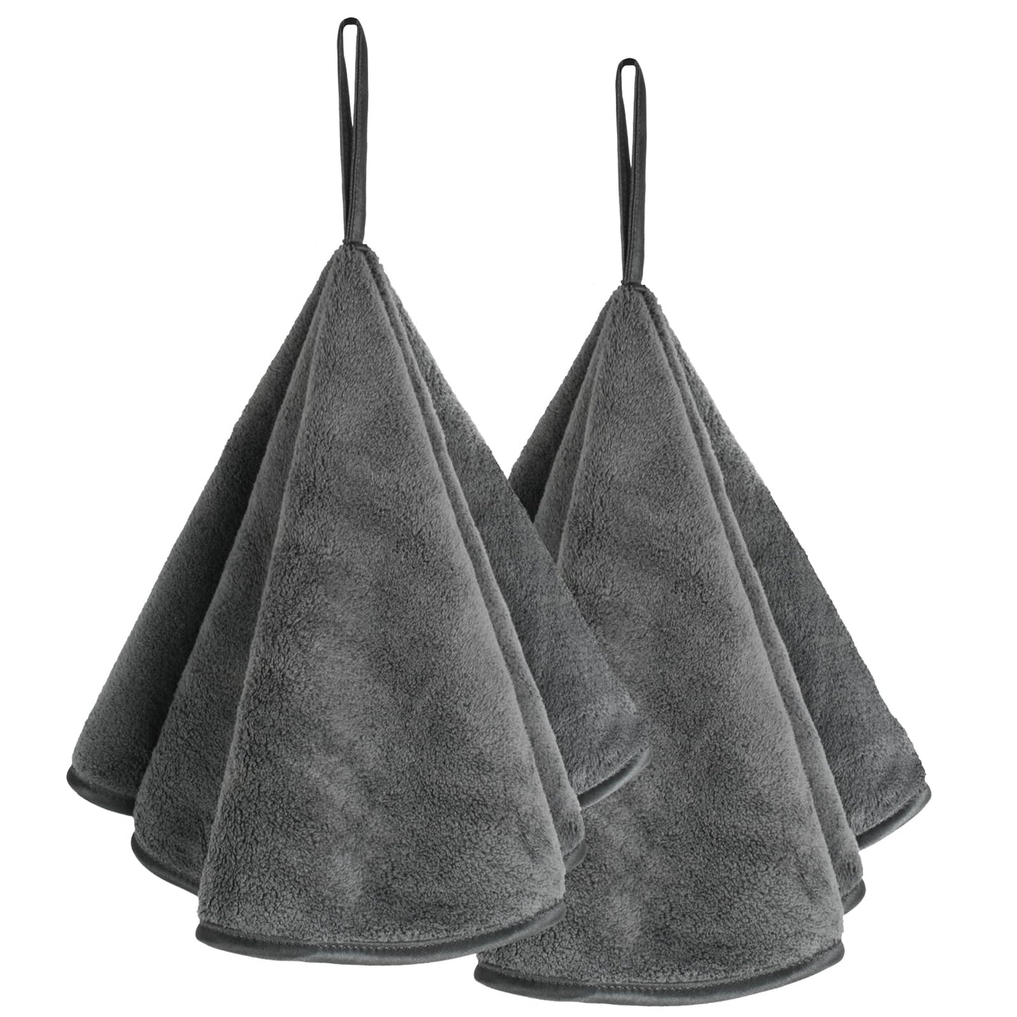 VIVOTE 2-Piece Hand Towel Set, Super Soft Absorbent, Microfibre, Dark Grey, 50x50cm