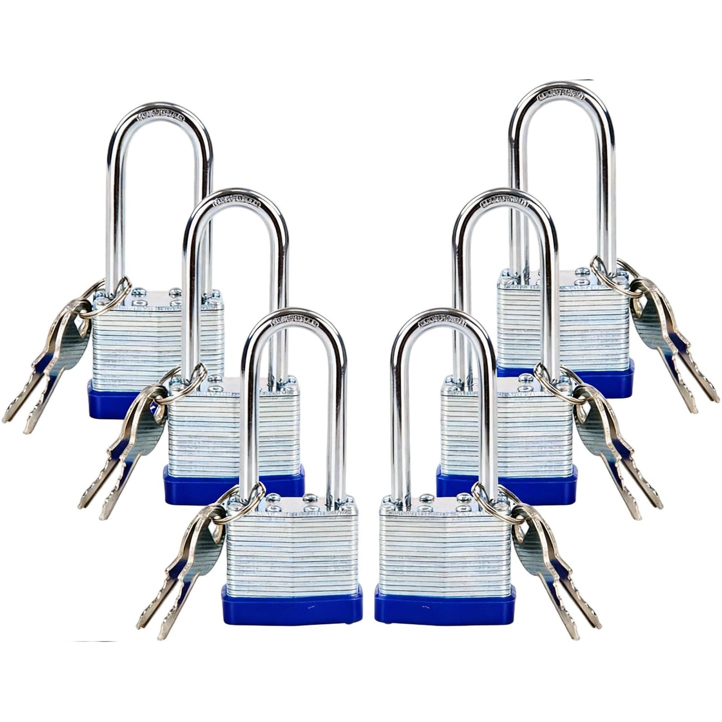 SEPOX? 6Pack Heavy Duty Padlock Keyed Alike, 40MM Laminated Steel Lock Body, 60MM Extra Long Shackle, Ideal for Gym Locker, Sheds, Gate, Warehouse,
