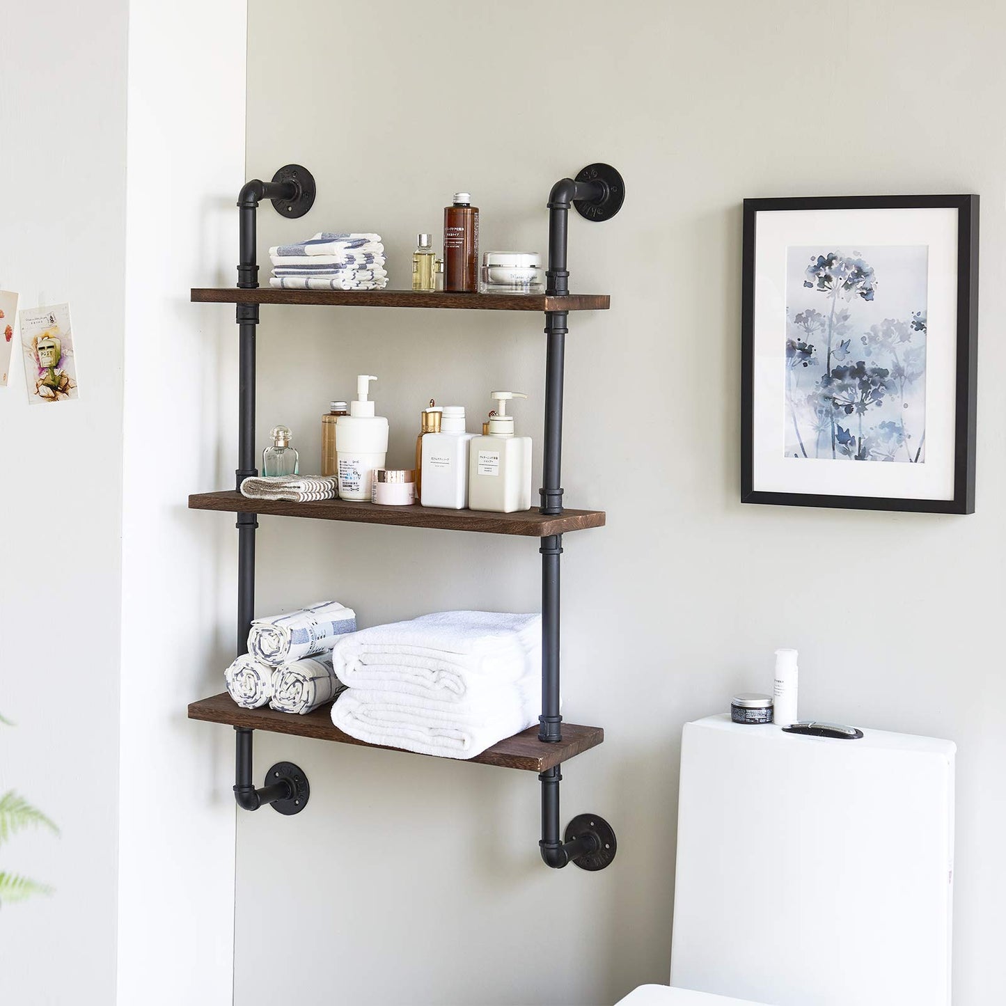 IBUYKE Pipe Floating Shelves, Wall Shelf Outdoor, 60x20x95cm, Decorative Shelving Unit for Wall, Plant Stand, Storage Organiser Shelf for Bedroom,
