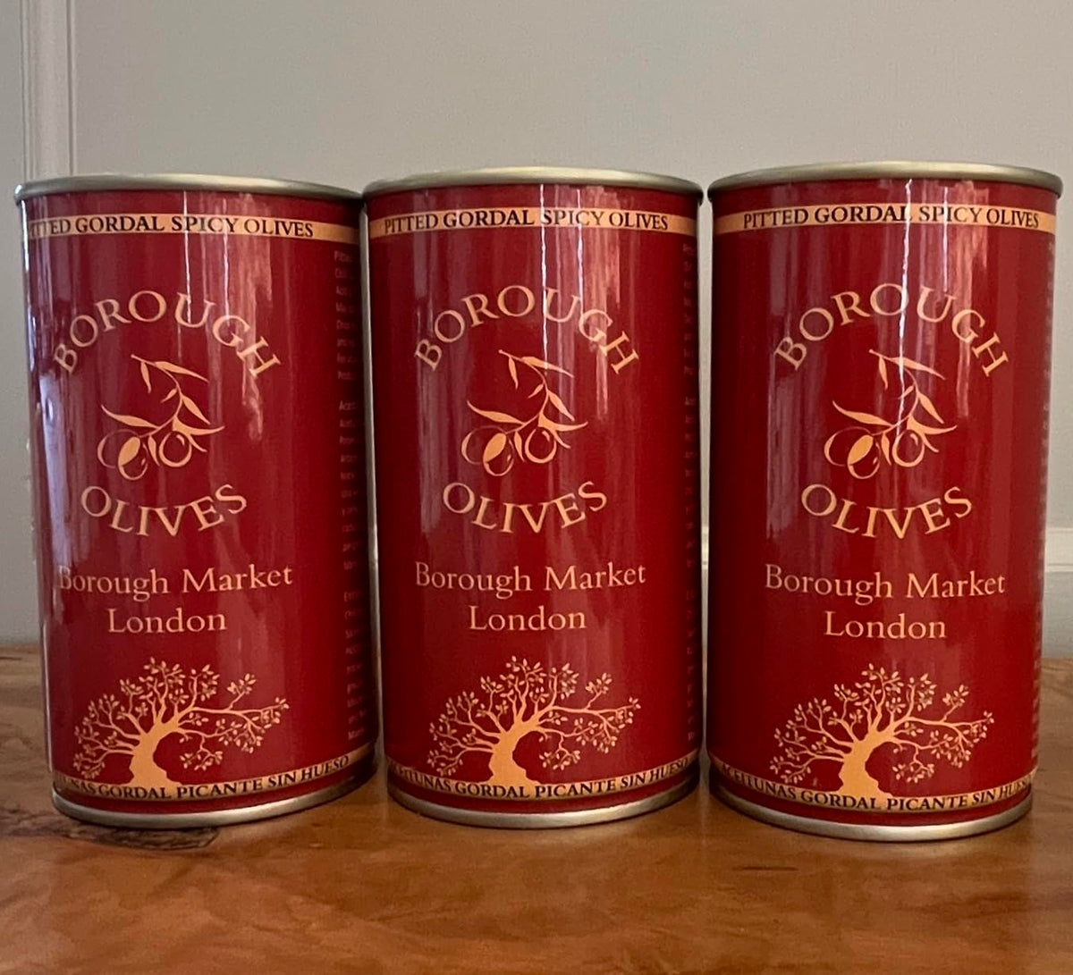 Borough Olives Pitted Green Gordal Spicy Olives, 3 x 350g
