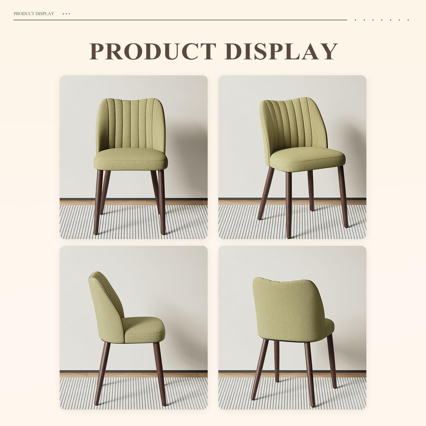 MALOL Upholstered Dining Chairs Set of 2, Fabric Chairs for Dining Room with Solid Wood Legs and Thick Seat Cushion