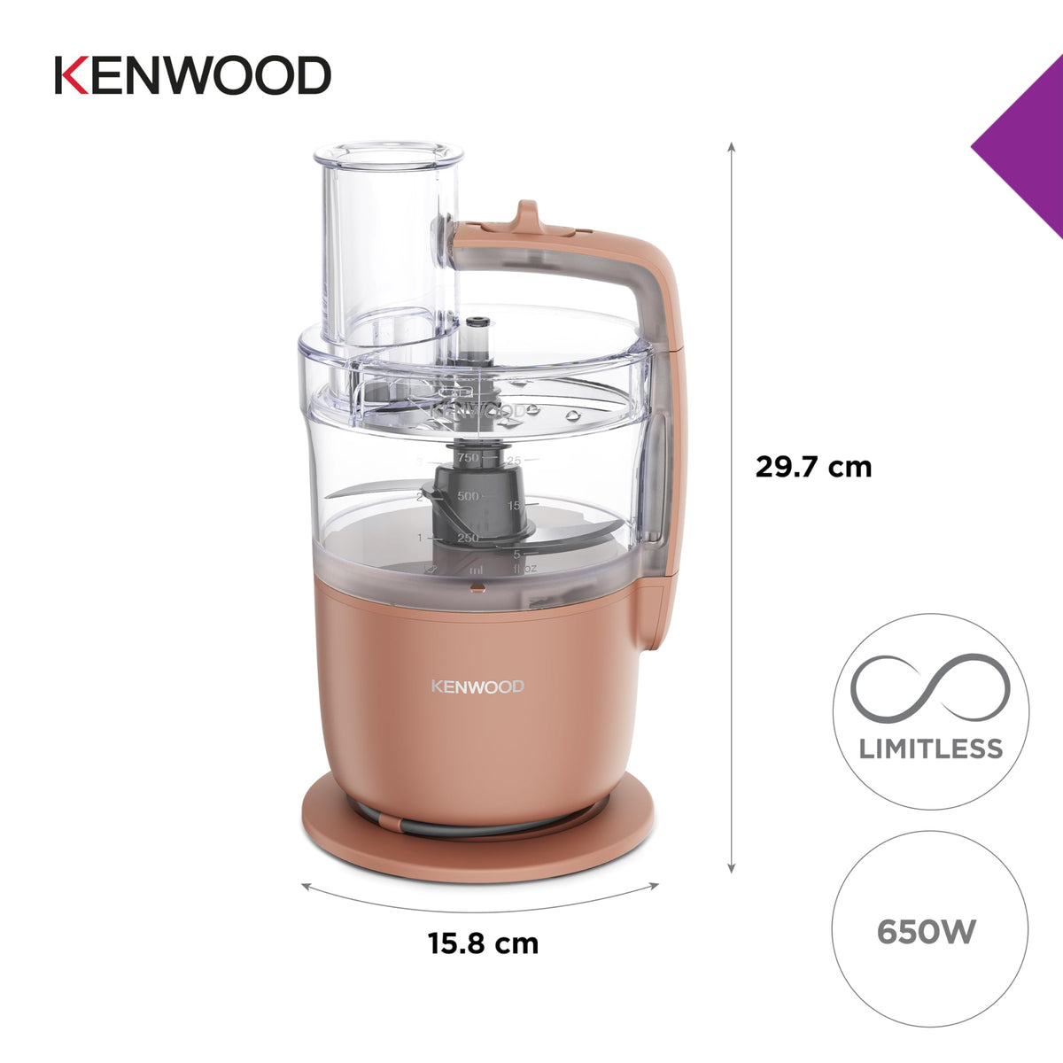 Kenwood MultiPro Go FDP22.130RD, Kitchen Robot, Chops, Slices, Grates, Purees, and Kneads, 360 Express Serve, 1.3L Bowl, Kneading Blades, 4mm Disc,