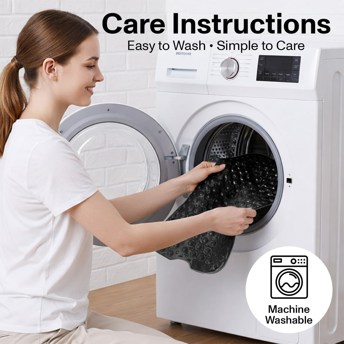 MOONLIGHT20015 Shower Bath Mat Non Slip Anti Mould & Mildew with Strong Suction Cups Grip and Drain Holes Soft Rubber Shower Mats