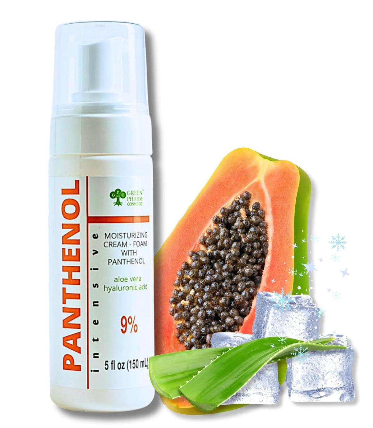 9% Panthenol Foam Moisturizer for Instant Redness Relief - Regenerates Skin Barrier with Aloe Vera & Hyaluronic Acid | After Sun, Tattoo Care & Hair