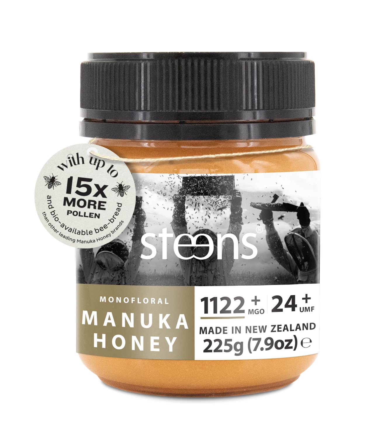 Steens Manuka Honey - MGO 1122+ - Pure & Raw 100% Certified UMF 24+ Manuka Honey - Bottled and Sealed in New Zealand - 225g