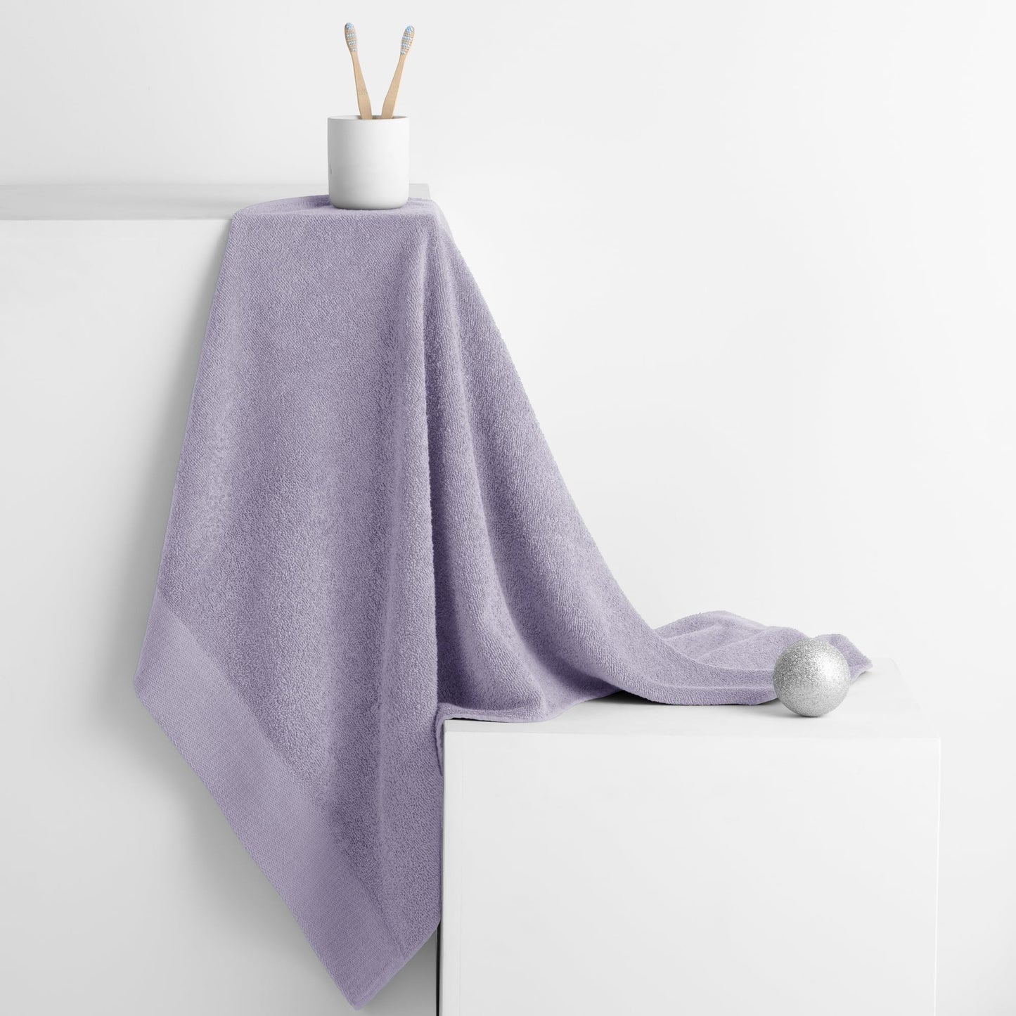 AmeliaHome Set 6pcs 4 Towels 50x100 cm and 2 Bath Towels 70x140 cm 100% Cotton Absorbent Lilac Violet Purple Amari