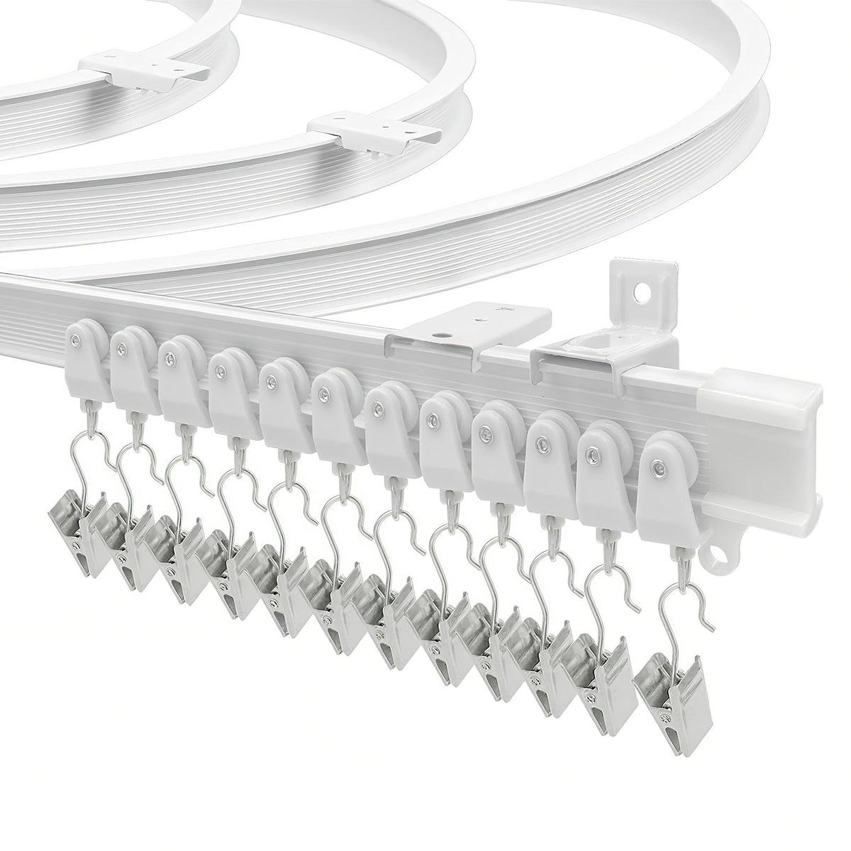 Curtain Track for Bay Windows, 2.5m Flexible Bendable Curved Curtain Rail Ceiling Wall Mount Plastic Heavy Duty Sliding Curtain Tacks and Fittigs,