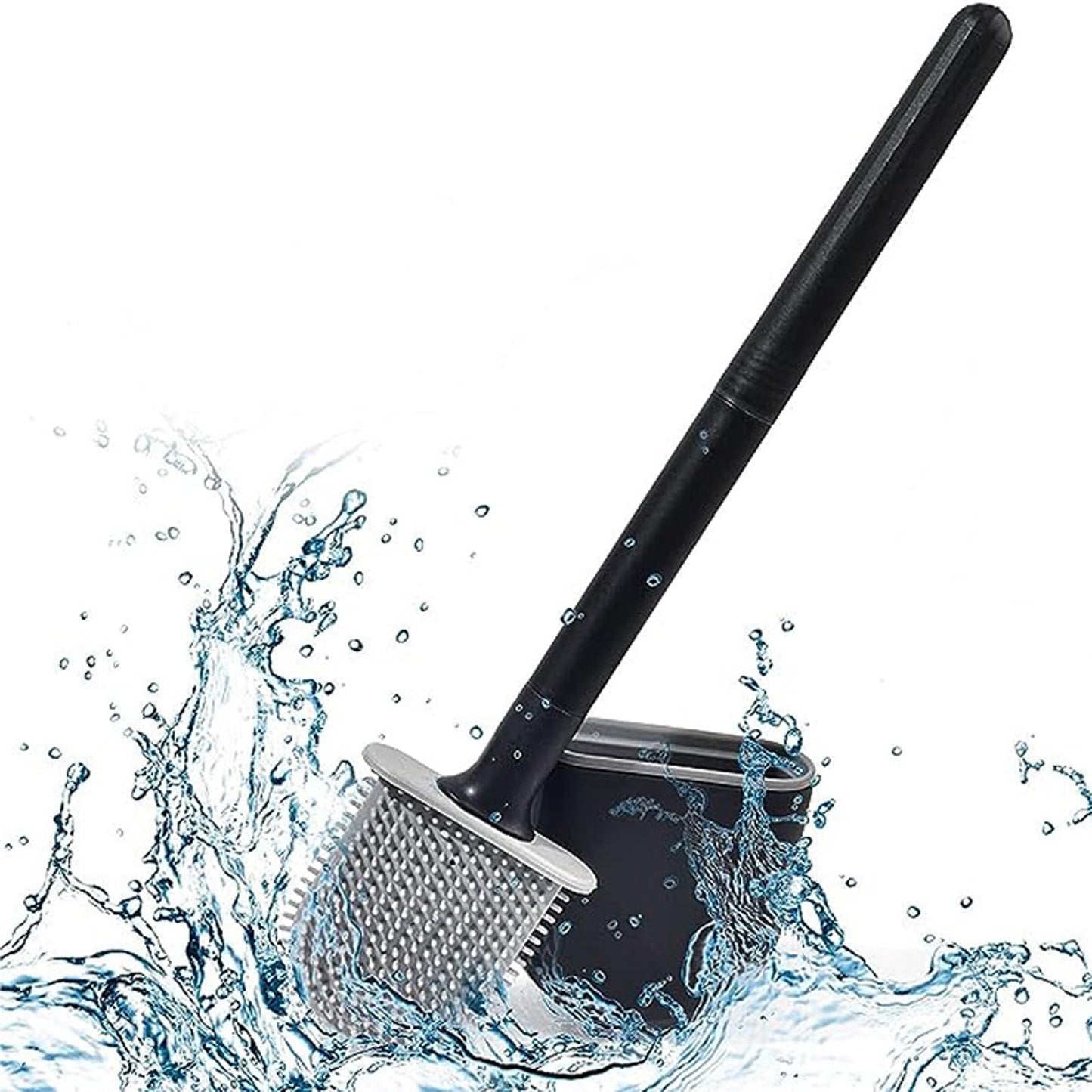 Lansonee Silicone Toilet Brush with Holder, White