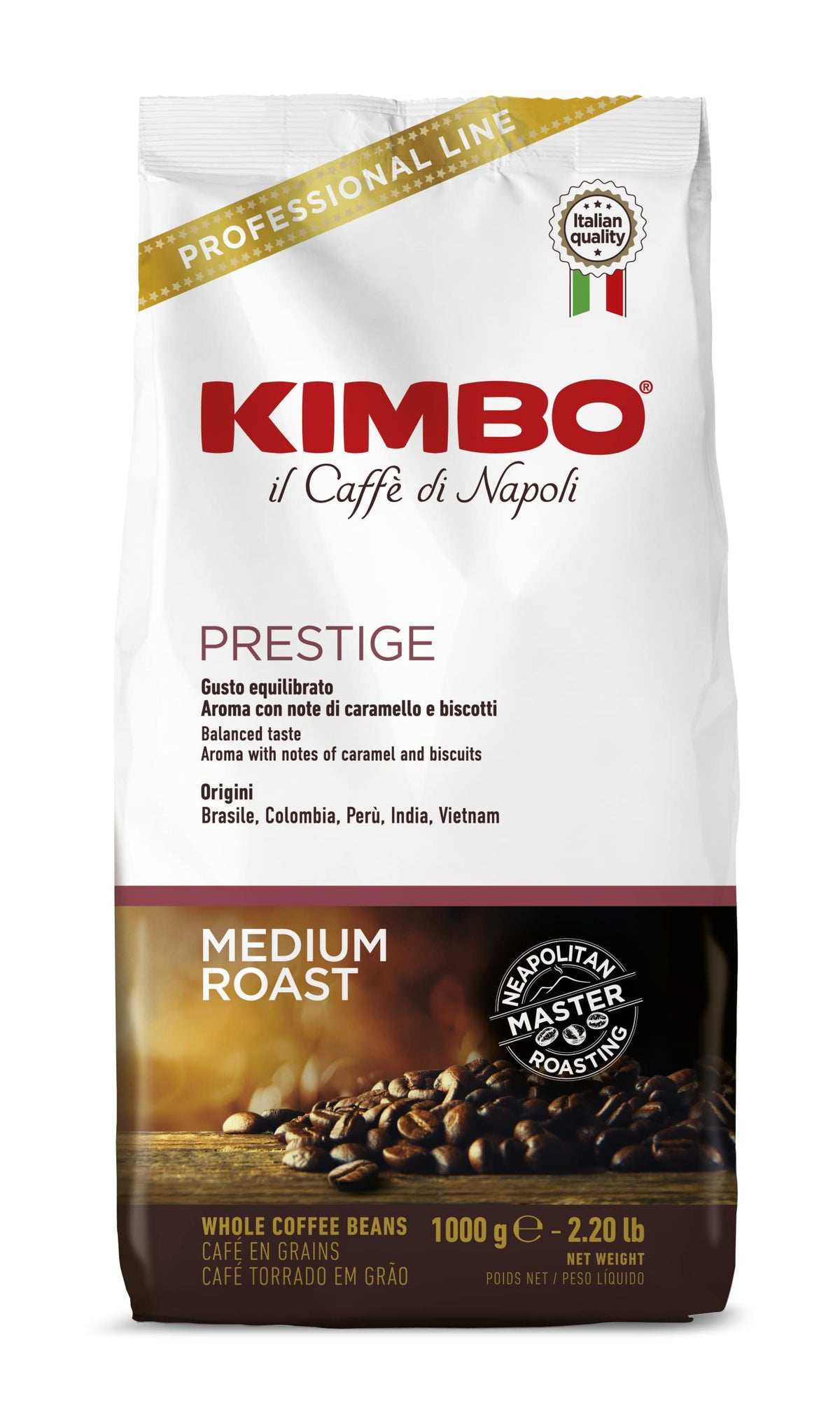 Kimbo Prestige Coffee Beans Different Origin 1 kg (Packaging may vary)