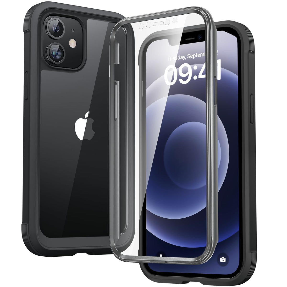 Diaclara Designed for iPhone 12/12 Pro Case, Full Body Rugged Case with Built-in Screen Protector, Camera Protection Shockproof Phone Cover for iPhone