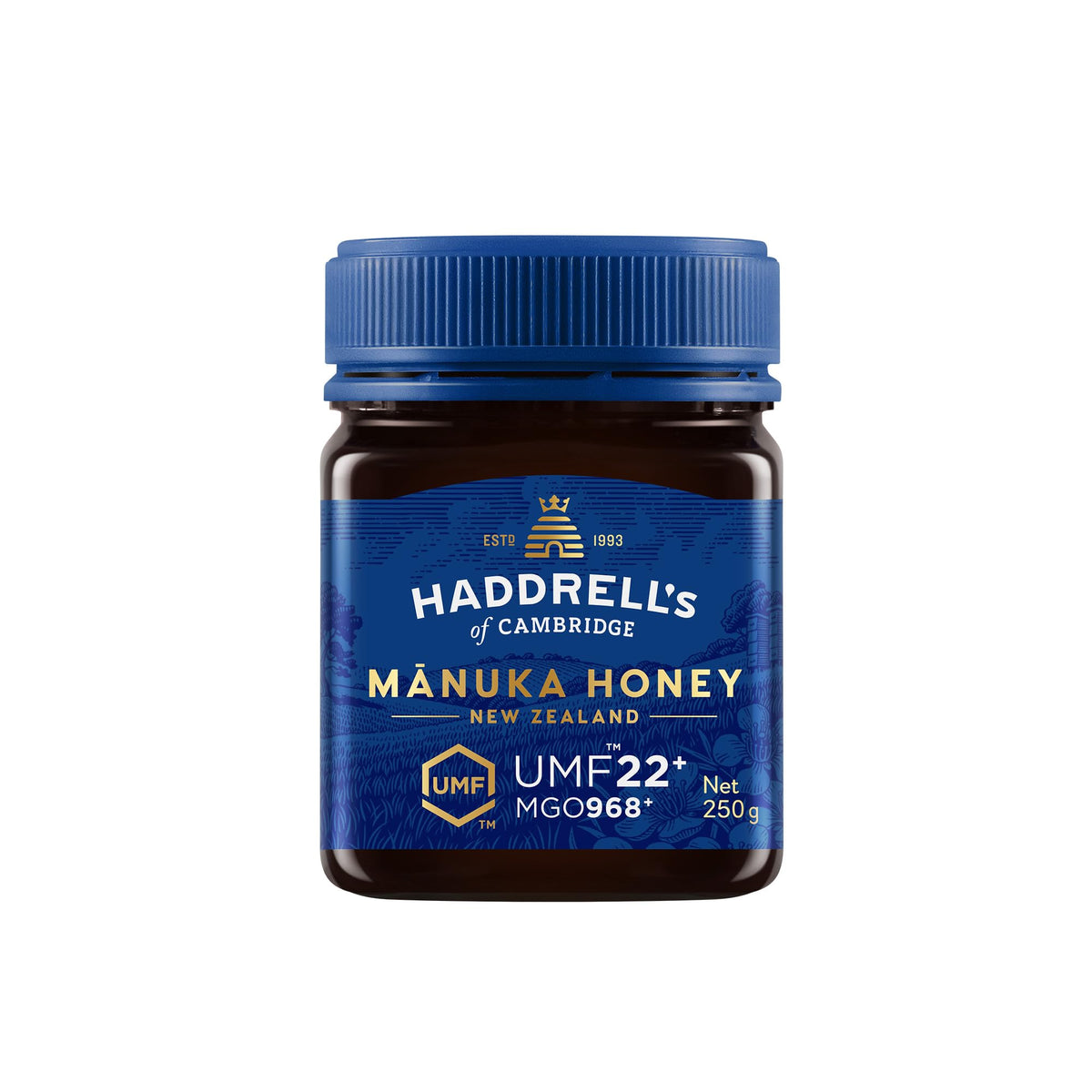 Haddrell's of Cambridge Manuka Honey | UMF 22+/MGO 968+ | Natural Premium New Zealand Manuka Honey | 250 Grams