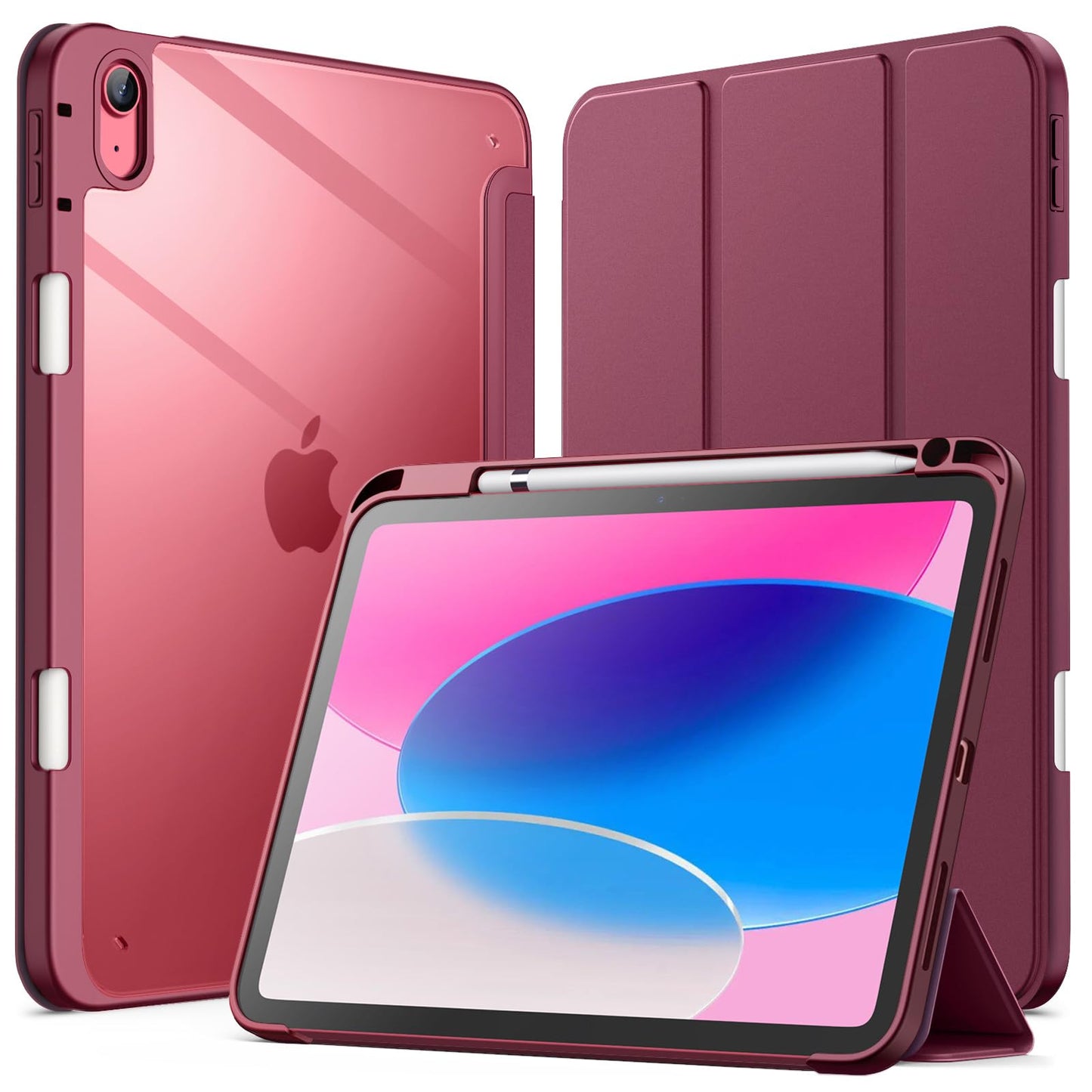JETech Case for iPad (A16) 11th/10th Generation (2025/2022) with Pencil Holder, Clear Transparent Back Shell Slim Stand Shockproof Tablet Cover, Auto